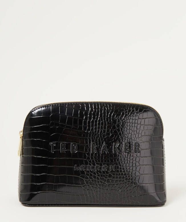 Ted Baker Crocala make up tas met crocostructuuur en logo