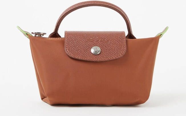 Longchamp Le Pliage Green make up tas met leren details