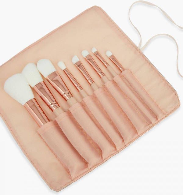 boohoo Academy Of Colour Brushes Set Met Wrap, Pink