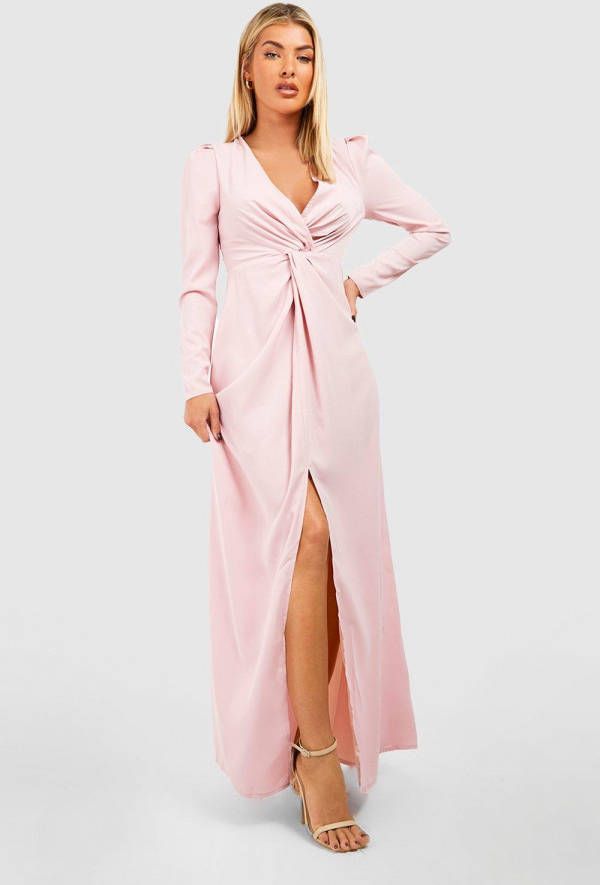 boohoo Gedraaide Bruidsmeisjes Jurk, Blush
