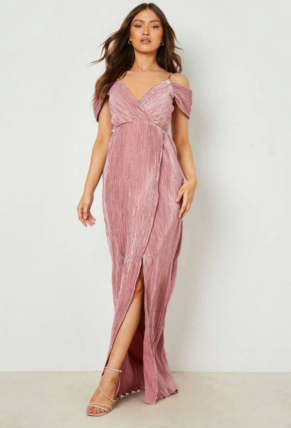 boohoo Mix & Match Wikkel Bruidsmeisjess Jurk, Blush