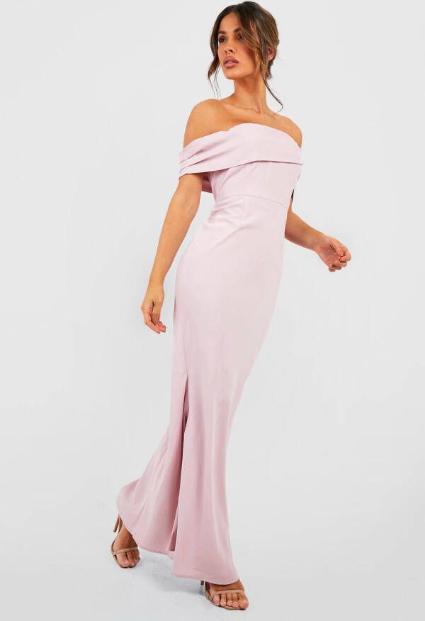 boohoo Off Shoulder Bruidsmeisjes Maxi Jurk, Blush