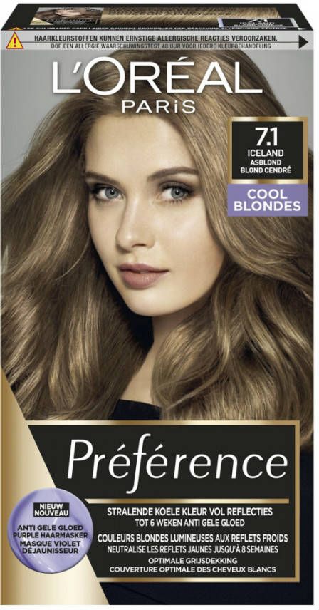 L'Oréal 3x Preference haarkleuring 7.1 Iceland Cool Blondes